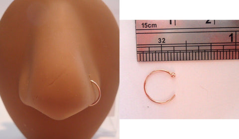 14K Rose Gold Not Plated Thin Nose Open Small Hoop Jewelry 22 gauge 22g - I Love My Piercings!