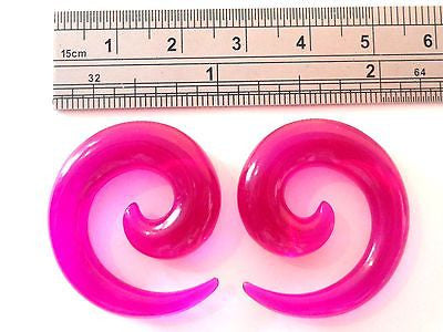 Pair 2 pieces Purple Acrylic Spiral Tapers Stretchers Lobe Plugs 0 gauge 0g - I Love My Piercings!