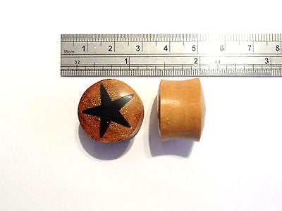 New Pair GOLDEN JACKFRUIT STAR WOOD Plugs 3/4 inch - I Love My Piercings!