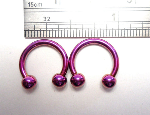 Pair Purple Titanium Horseshoes Balls Cartilage Lip Rings 14 gauge 14g 10 mm - I Love My Piercings!