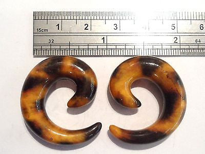 Pair 2 pieces Brown Leopard Print Acrylic Spiral Lobe Plugs 0 gauge 0g - I Love My Piercings!