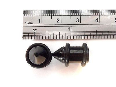 2 pieces Pair Black Spike Acrylic Single Flare Plugs 0 gauge 0g O rings - I Love My Piercings!