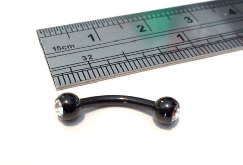 Black Curved Barbell Clear CZ Crystal Balls Clit Clitoral Hood VCH Jewelry 14 gauge 14g - I Love My Piercings!