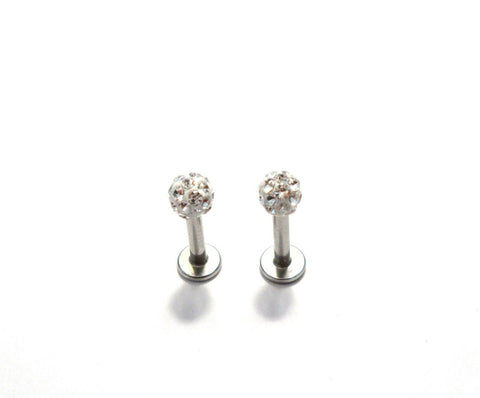 2 Cartilage Earrings Clear Crystal Cluster Gem Balls Studs Posts 14 gauge 8 mm - I Love My Piercings!