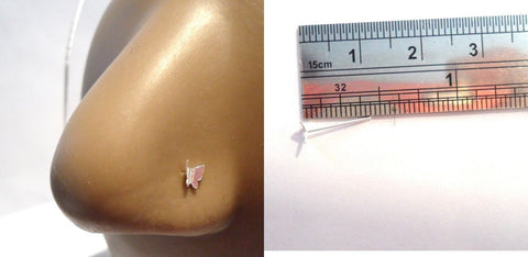 Sterling Silver Fluttering Butterfly Nose Stud Straight Post Pin 22 gauge 22g - I Love My Piercings!