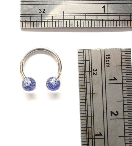 Surgical Steel Blue Speckle Cartilage Jewelry Hoop Horseshoe 16 gauge 16g - I Love My Piercings!