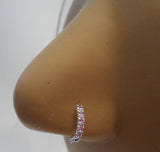 Sterling Silver Crystal Half Hoop Nose Stud L Shape Post Pin Ring 22 gauge 22g - I Love My Piercings!