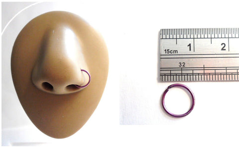 Purple Titanium Seamless Nose No Ball Thin Hoop Ring 20 gauge 20g 8 mm Diameter - I Love My Piercings!