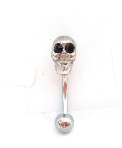 Black CZ Eyed Skull Vertical Clitoral Hood VCH Jewelry Barbell Genital 14 gauge 14g - I Love My Piercings!