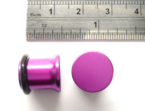 Pair Acrylic Purple Single Flare Black O rings Plugs Lobe Jewelry 00 gauge 00g - I Love My Piercings!