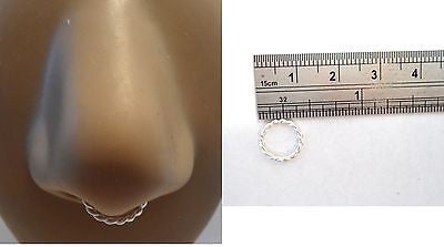 Coiled Enamel Non Tarnish Septum Hoop Ring 16 gauge 16g Silver 8mm Diameter - I Love My Piercings!