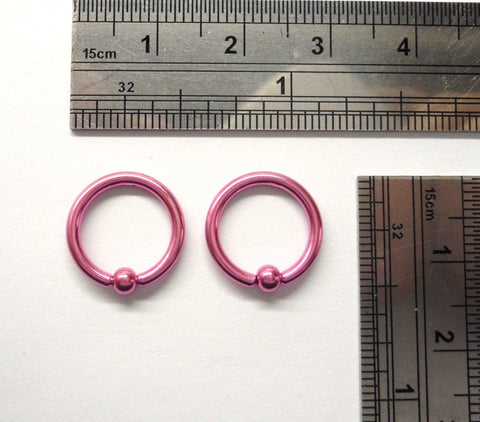 Pink Neon Titanium Lip Snake Bites Hoops Nose Septum Bead Rings 14 gauge 14g - I Love My Piercings!