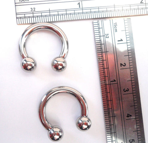 Surgical Stainless Steel Horseshoes Half Hoop Circular Earrings 12mm 6 gauge 6g - I Love My Piercings!