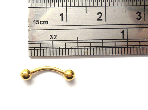 Gold Titanium Curved Barbell Thinner Post Ring 18 gauge 18g 8mm Length - I Love My Piercings!