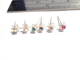 6 Sterling Silver Filigree Flower Crystal Nose Straight Studs Pins 22 gauge 22g - I Love My Piercings!