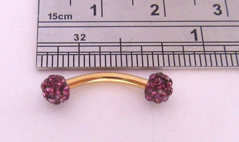 Gold Titanium Barbell Dark Purple Crystal Balls VCH Jewelry Clit Hood Ring 16 gauge 16g - I Love My Piercings!