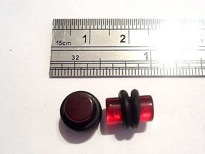 Pair 2 pieces No Flare or Metal Acrylic Ear Lobe Plugs 2 gauge 2g O rings Red - I Love My Piercings!