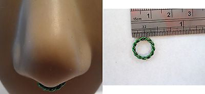 Coiled Enamel Non Tarnish Septum Hoop Ring Jewelry 14 gauge 14g Green - I Love My Piercings!