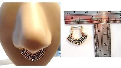 Gold Surgical Steel Septum Ornate Tribal Hoop Barbell Jewelry 16 gauge 16g - I Love My Piercings!