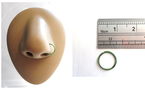 Green Titanium Seamless Nose No Ball Thin Hoop Ring 20 gauge 20g 8 mm Diameter - I Love My Piercings!