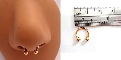 Nose Ring SEPTUM Nostril Gold Half Hoop Circular 16 gauge 16g 8mm diameter - I Love My Piercings!