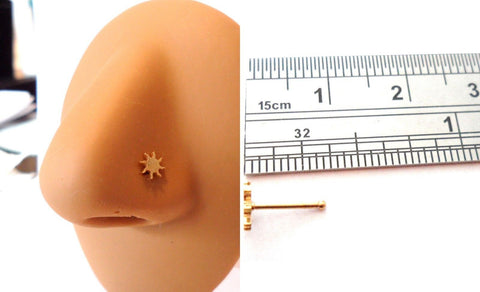 Rose Gold Titanium Sun Burst Nose Bone Straight Pin Ball End Stud 20 gauge 20g - I Love My Piercings!