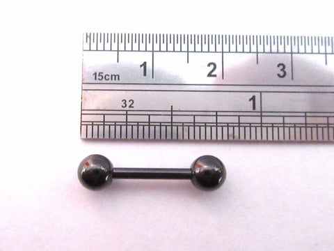 Black Titanium Straight 1/2 inch 12 mm Bar Barbell with 5 mm Balls 14 gauge 14g - I Love My Piercings!