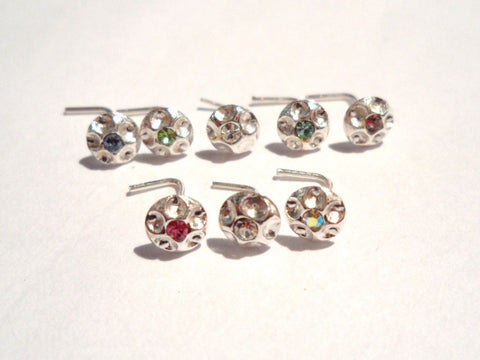 8 Piece Sterling Silver CZ Nose L Shape Shields Posts Pins Studs 22 gauge 22g - I Love My Piercings!