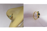 18k Gold Plated 3 Emerald Green Crystals Cup Setting Nose Nostril Hoop Ring 20 gauge 20g