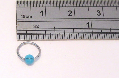 Surgical Steel Turquoise Stone Cartilage Tragus Rook Daith Hoop Ring 16 gauge - I Love My Piercings!