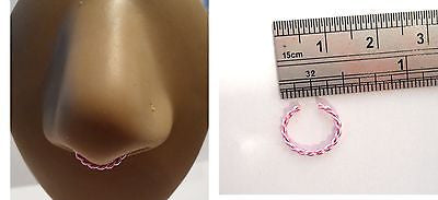 Enamel Coated Faux Fake Nose Septum Hoop Looks 16 gauge 16g Pink - I Love My Piercings!
