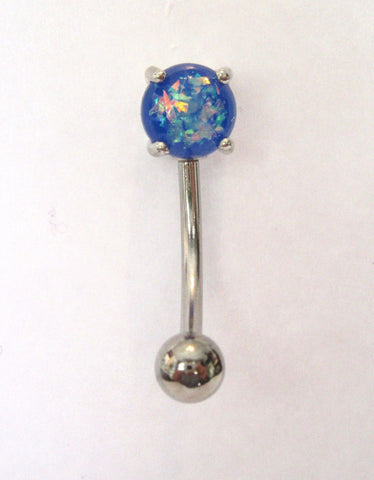 Surgical Steel Curved Barbell Bar Blue Opalite VCH Jewelry Vertical Hood Clit Hood Ring - I Love My Piercings!