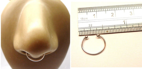 Sterling Silver Fake Septum Plain Hoop Ring Looks 20 gauge 20g 10 mm Diameter - I Love My Piercings!