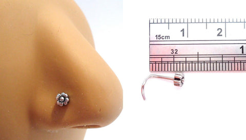 Surgical Steel Ornate Flower Round Nose Screw Curled Post Stud 18 gauge 18g - I Love My Piercings!