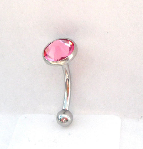 Flat Top Pink Crystal CZ Vertical Clitoral Hood VCH Jewelry Barbell Genital 14 gauge 14g - I Love My Piercings!