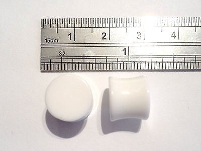 2 pieces Pair White Acrylic Double Flare Ear Lobe Plugs 00 gauge 00g - I Love My Piercings!