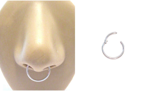 Surgical Steel Septum Nose Hinged Seamless Hoop Ring 16 gauge 16g 12 mm - I Love My Piercings!