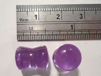 2 Pieces Pair Purple Murano Glass Double Flare Lobe Plugs 0 gauge 0g - I Love My Piercings!
