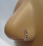 Sterling Silver Crystal Half Hoop Nose Stud L Shape Post Pin Ring 22 gauge 22g - I Love My Piercings!