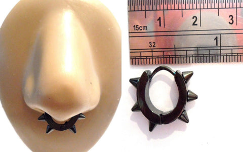 Black Titanium Septum Jewelry Hoop Ring Spikes Spiked 18 gauge 18g - I Love My Piercings!