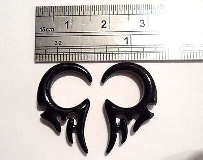 Pair 2 pieces Black Tribal Acrylic Spiral Tapers Lobe Plugs 8 gauge 8g - I Love My Piercings!