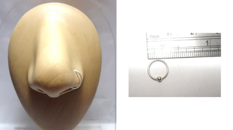 Sterling Silver Bead Attached Small Nose Hoop Ring Stud 20 gauge 7 mm diameter - I Love My Piercings!