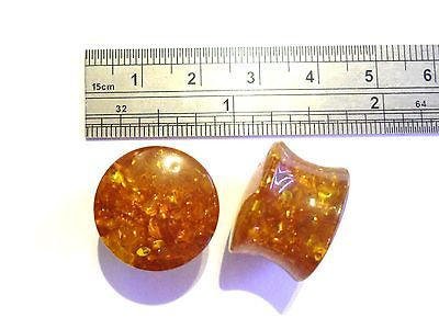 Pair 2 pieces Amber Double Flare Stretched Ear Lobe Plugs 5/8 inch " - I Love My Piercings!