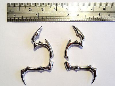 Pair STEEL TRIBAL Tapers Ear MESSED UP Plugs 8g 8 gauge - I Love My Piercings!