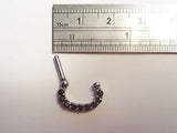 Black Crystal Nose Septum Clicker Ring Hoop 7mm Straight Post 14 gauge 14g - I Love My Piercings!
