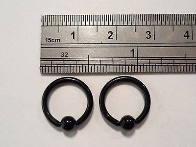 Black Titanium Captives Hoops Conch Cartilage Helix Rings 14 gauge 14g 10mm - I Love My Piercings!