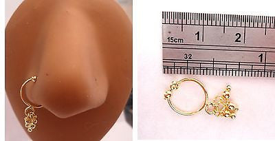 Gold Plated Dangle Nose Cuff Clip on Ring No Piercing Needed - I Love My Piercings!