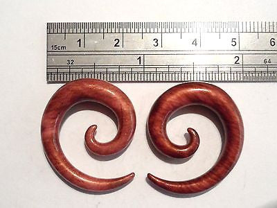Pair 2 pieces Wood Look Brown Acrylic Spiral Tapers Lobe Plugs 2 gauge 2g - I Love My Piercings!