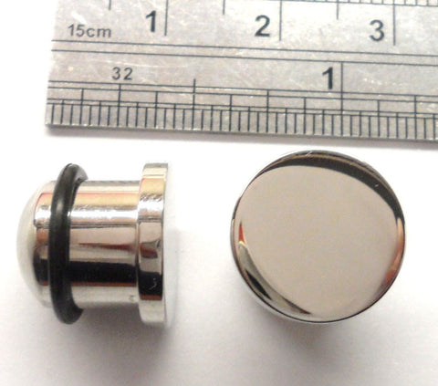Pair Surgical Steel Single Flare Black O rings Plugs Lobe Jewelry 00 gauge 00g - I Love My Piercings!