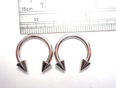 Pair Surgical Steel Horseshoes Spikes Hoops Cartilage Lip Rings 14 gauge 10mm - I Love My Piercings!